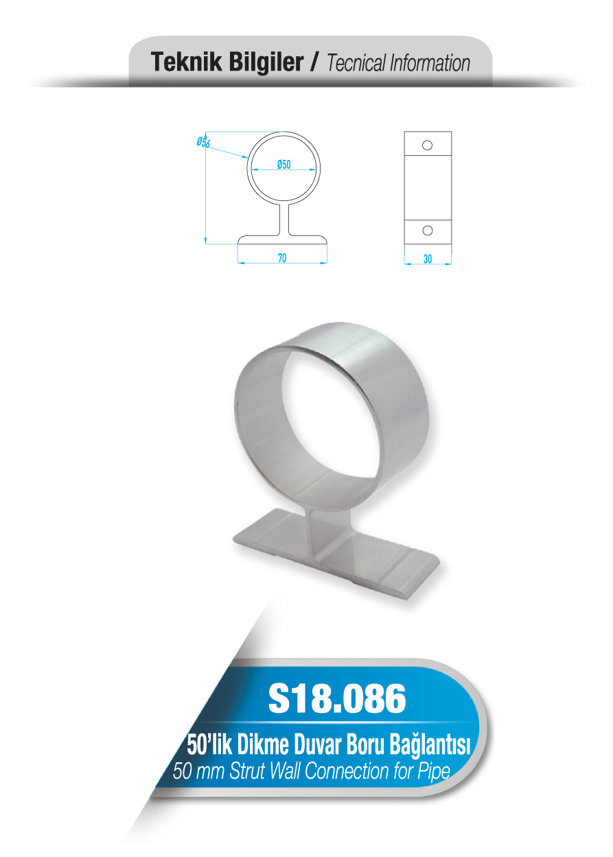 S18.086 50`lik dikme Duvar Boru Bağlantısı