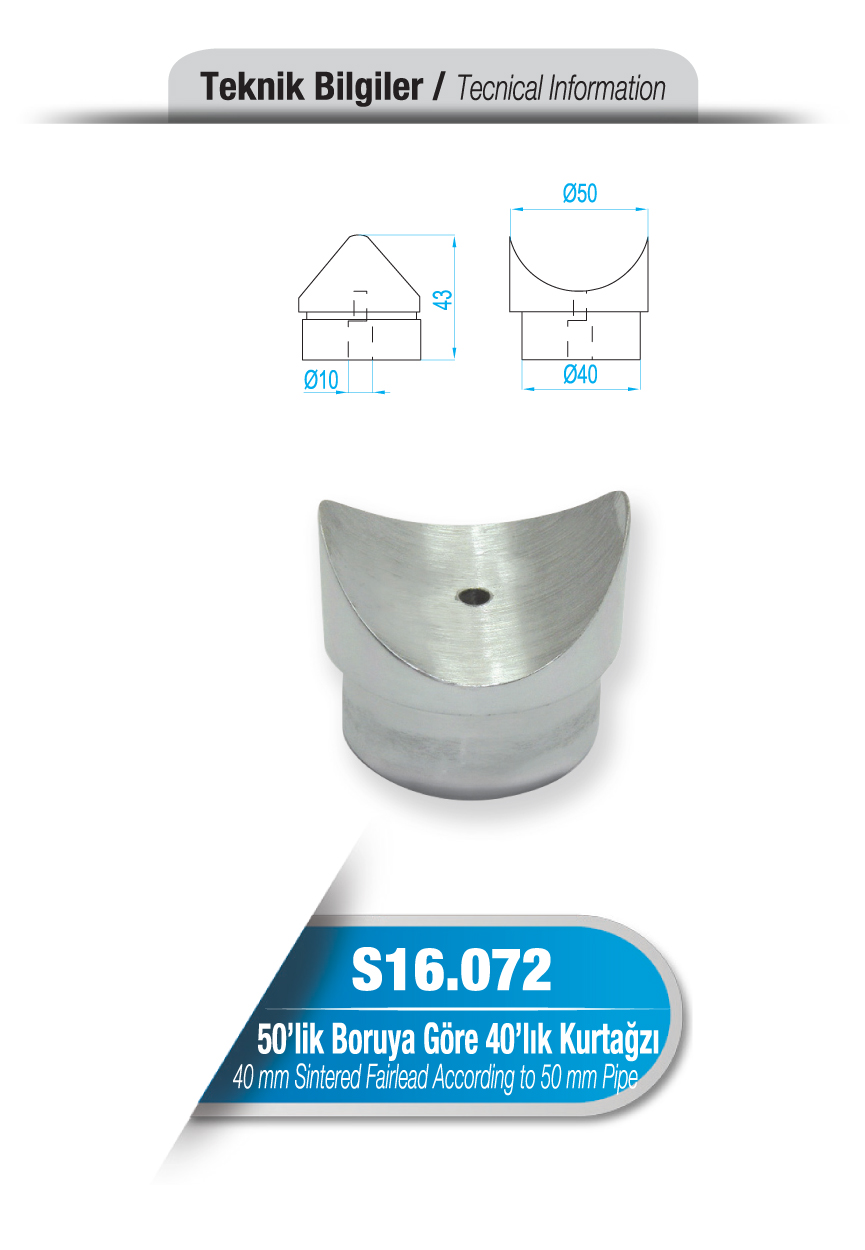 S18.072 50`lik Boruya Göre 40`lık Kurtağzı