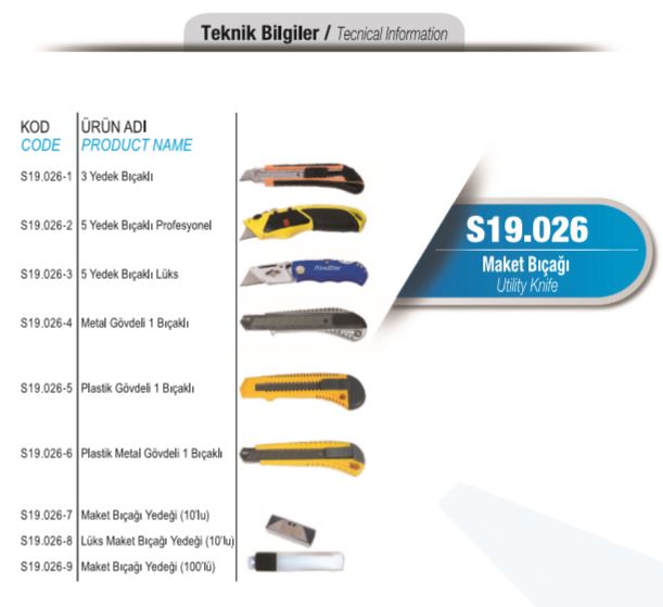 S19.026 Maket Bıçağı