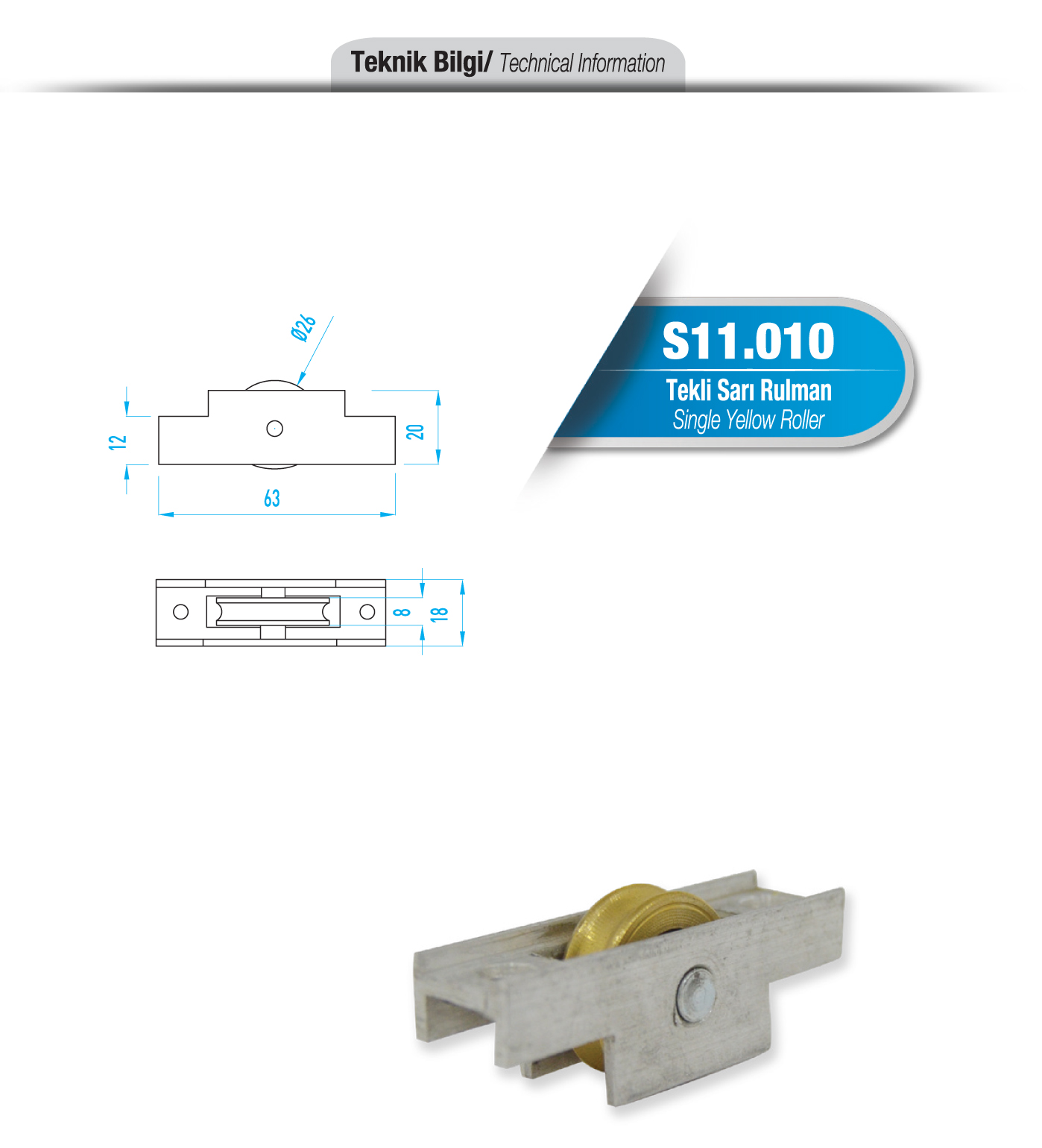 S11.010 Tekli Sarı Rulman