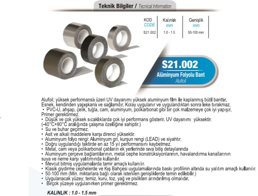 S21.002 Alüminyum Folyolu Bant